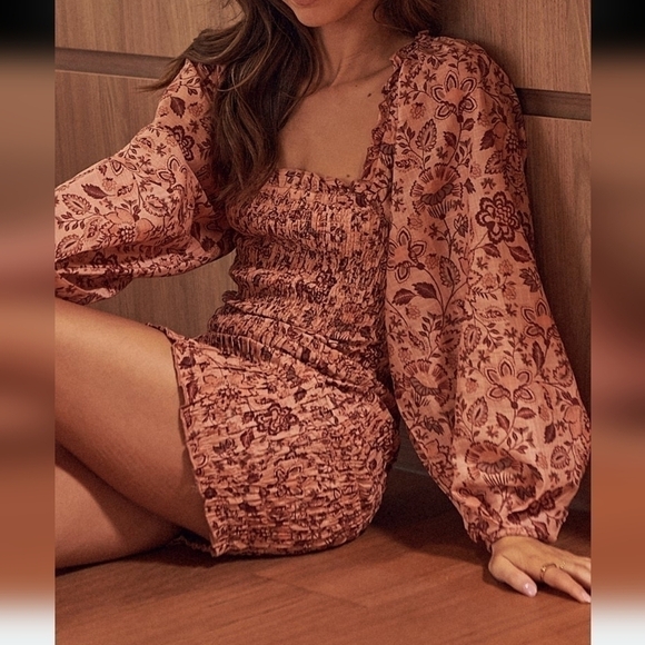 Free People Smock It To Me Dress Apricot Rust Size Small - Picture 7 of 13